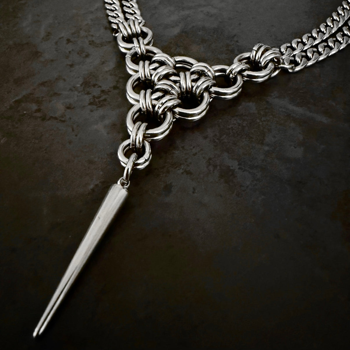 SAVAGE – Dual-Chain Chainmaille Spike Statement Necklace⁠
